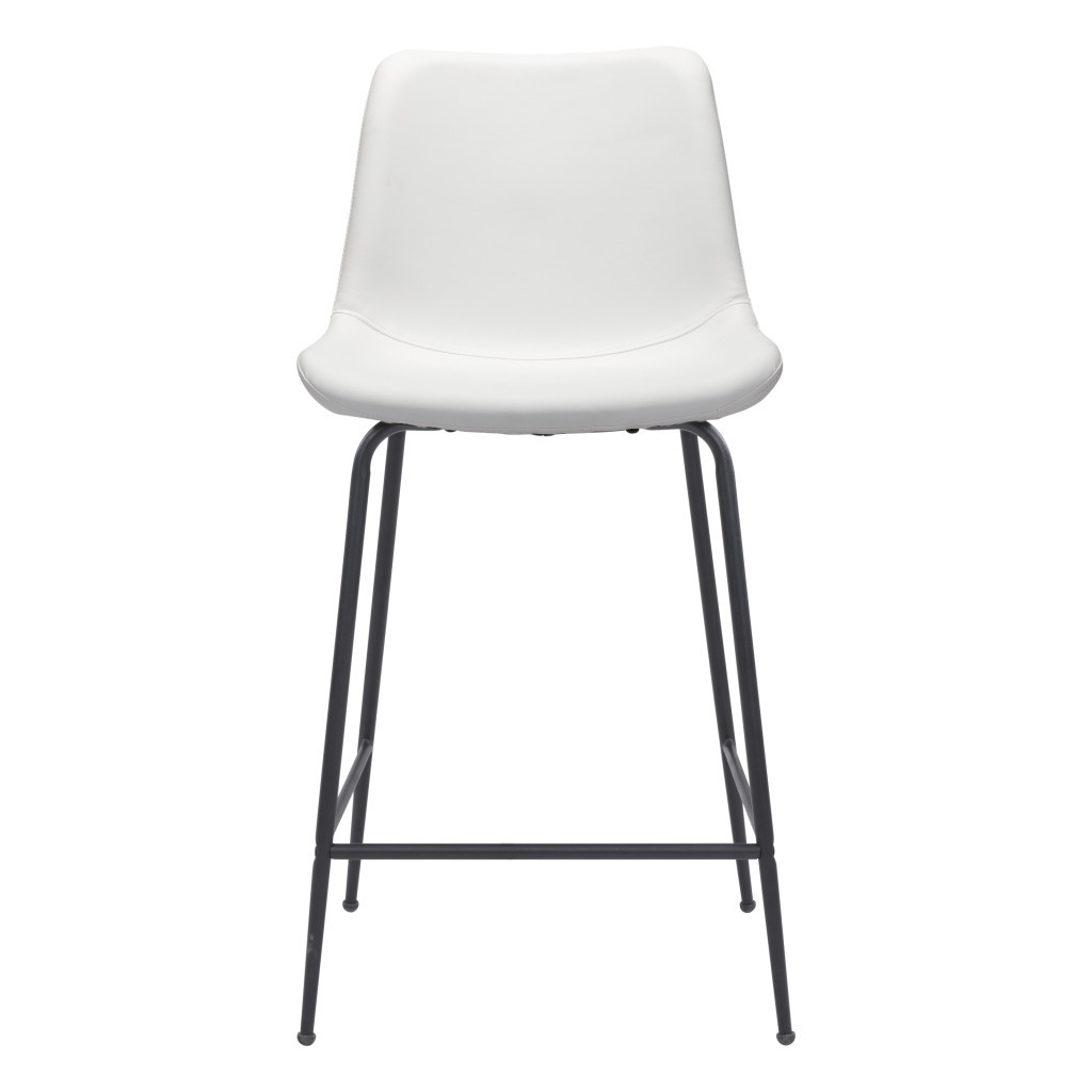 26-Inch White and Black Steel Low Back Bar Stool 3 26-Inch White and Black Steel Low Back Bar Stool - Image 3