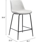 26-Inch White and Black Steel Low Back Bar Stool 17 26-Inch White and Black Steel Low Back Bar Stool