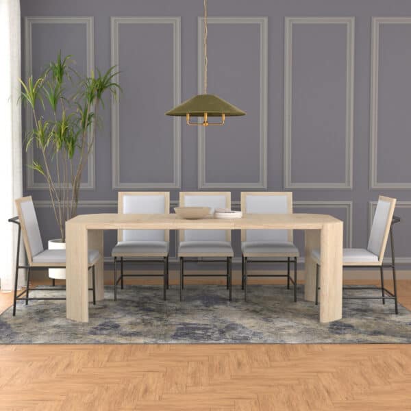 Driftwood Modern Rubberwood Dining Table with Extension Leaf