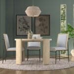 Driftwood Round Rubberwood Dining Table with Curved Legs, Modern 10 Driftwood Round Rubberwood Dining Table with Curved Legs, Modern