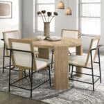 Driftwood Round Rubberwood Dining Table with Curved Legs, Modern 9 Driftwood Round Rubberwood Dining Table with Curved Legs, Modern