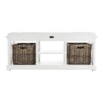 Classic White Mahogany Bench with Kubu Rattan Baskets 16 Classic White Mahogany Bench with Kubu Rattan Baskets