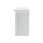 White Mahogany Buffet Table with Glass Doors and Storage