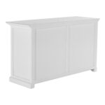 White Mahogany Buffet Table with Glass Doors and Storage