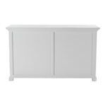 White Mahogany Buffet Table with Glass Doors and Storage