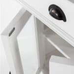 White Mahogany Buffet Table with Glass Doors and Storage