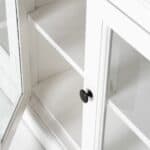 White Mahogany Buffet Table with Glass Doors and Storage