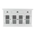 White Mahogany Buffet Server with Glass Doors and Storage 10 White Mahogany Buffet Server with Glass Doors and Storage
