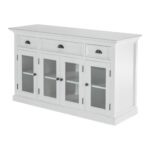 White Mahogany Buffet Server with Glass Doors and Storage 12 White Mahogany Buffet Server with Glass Doors and Storage