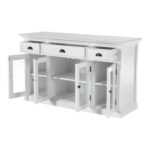 White Mahogany Buffet Server with Glass Doors and Storage 13 White Mahogany Buffet Server with Glass Doors and Storage