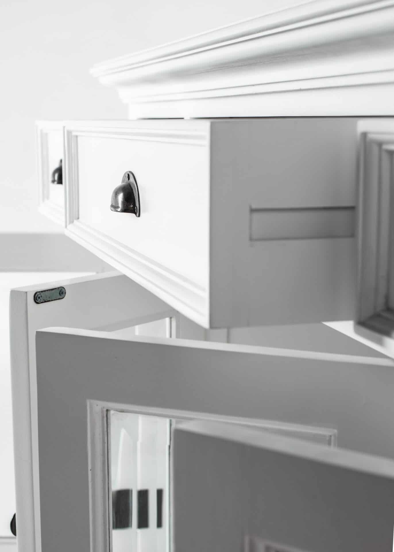 White Mahogany Buffet Server with Glass Doors and Storage 8 White Mahogany Buffet Server with Glass Doors and Storage - Image 8