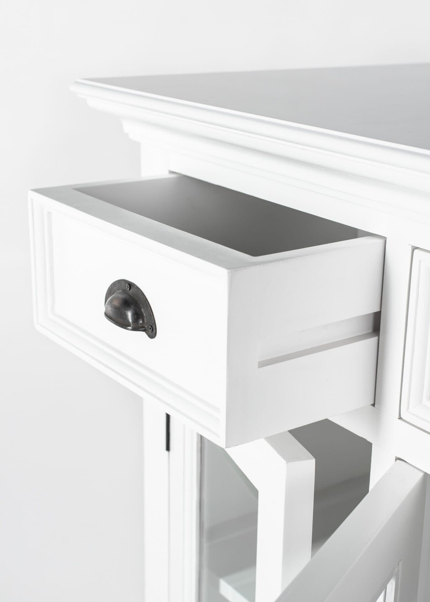 White Mahogany Buffet Server with Glass Doors and Storage 9 White Mahogany Buffet Server with Glass Doors and Storage - Image 9