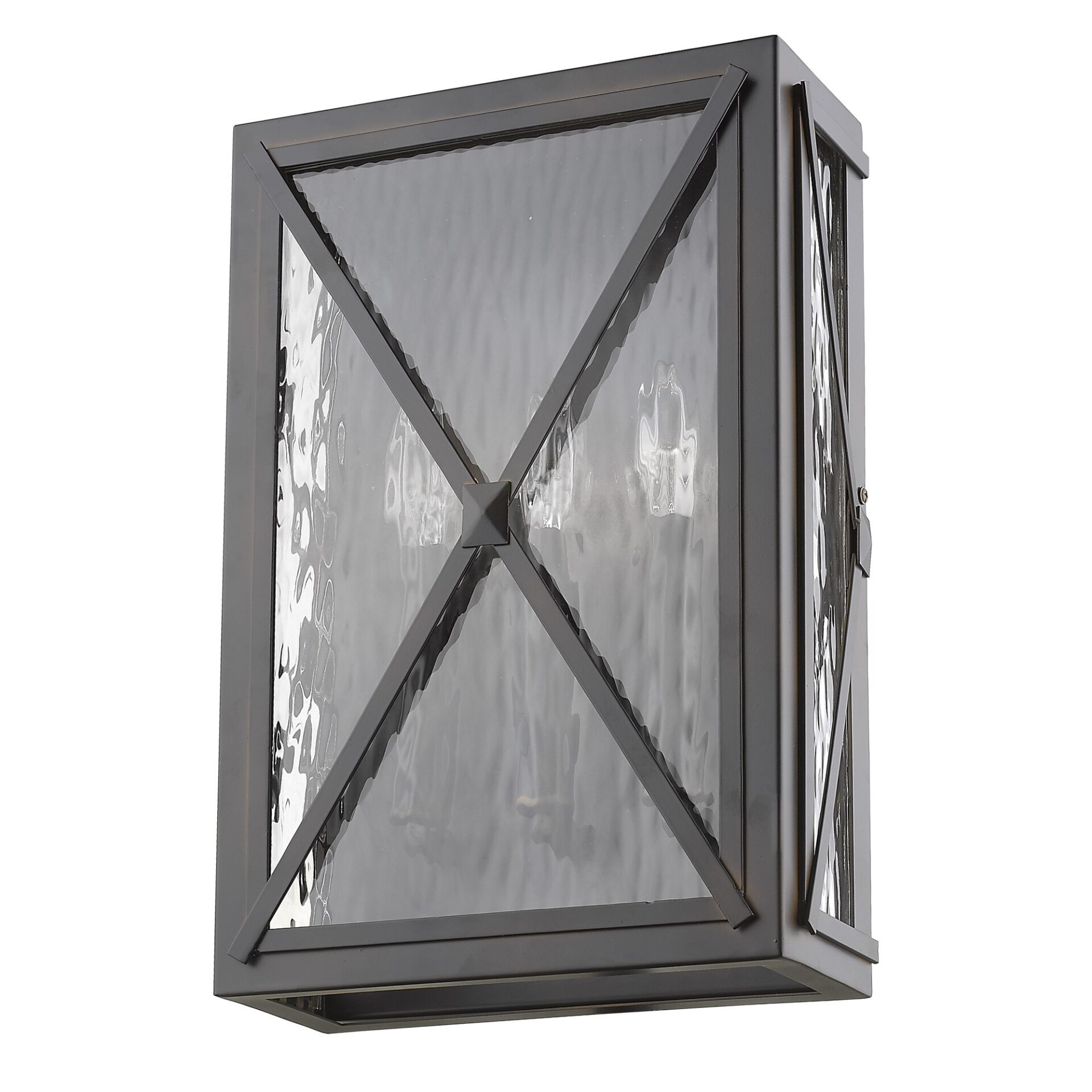 Bronze 3-Light Exterior Wall Lantern with Water Glass 1 Bronze 3-Light Exterior Wall Lantern with Water Glass