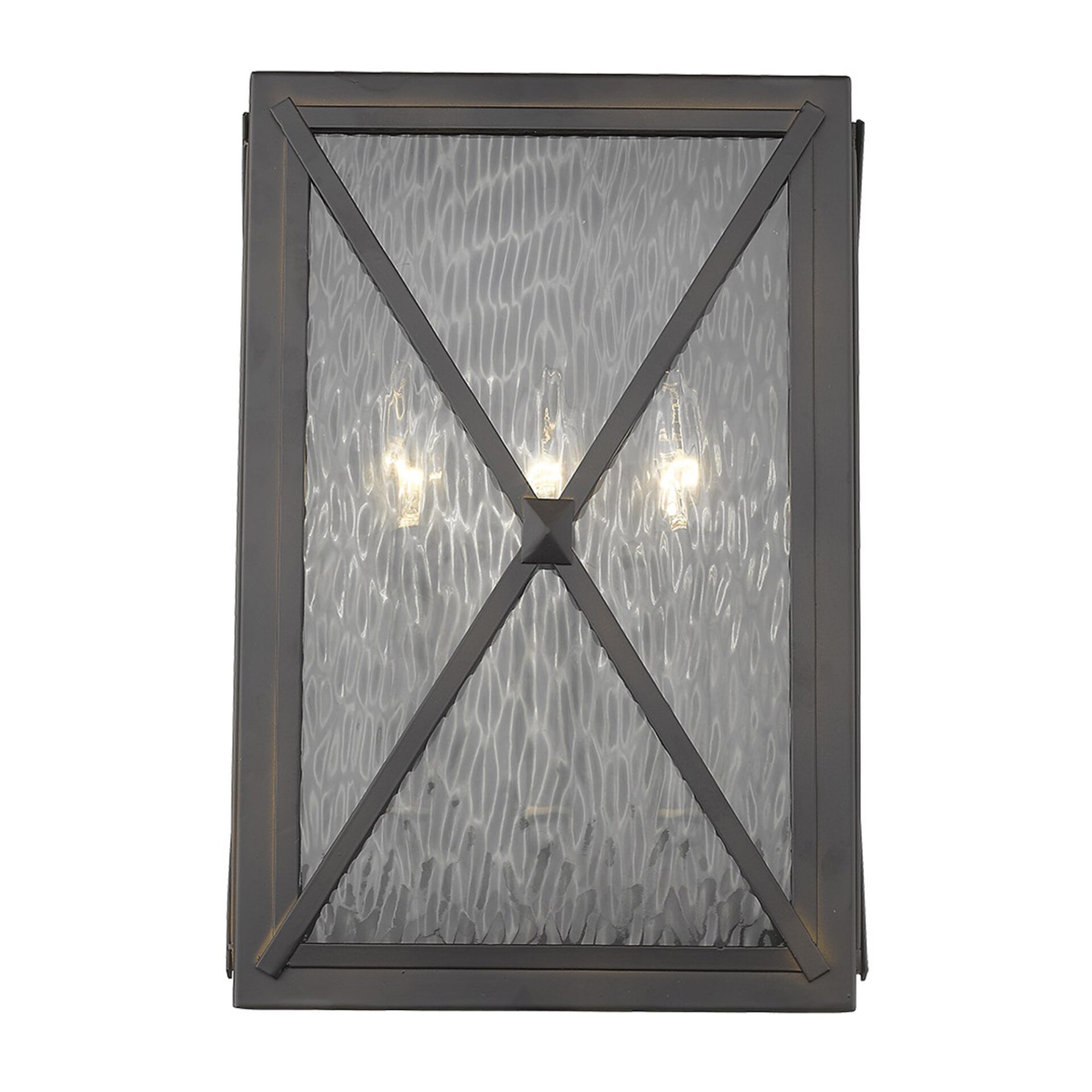 Bronze 3-Light Exterior Wall Lantern with Water Glass 4 Bronze 3-Light Exterior Wall Lantern with Water Glass - Image 4