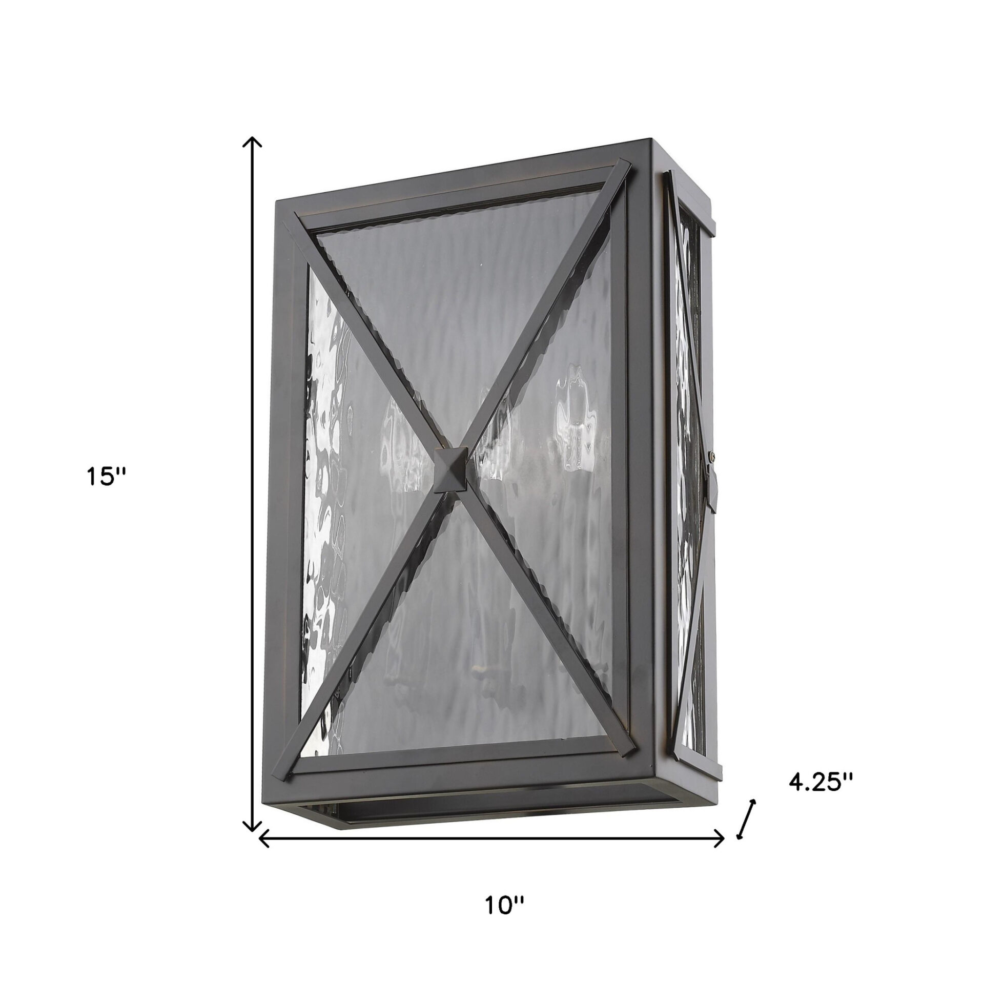 Bronze 3-Light Exterior Wall Lantern with Water Glass 7 Bronze 3-Light Exterior Wall Lantern with Water Glass - Image 7