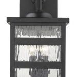 Morris Matte Black 3-Light Wall Lantern with Water Glass 12 Morris Matte Black 3-Light Wall Lantern with Water Glass