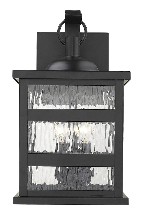 Morris Matte Black 3-Light Wall Lantern with Water Glass 4 Morris Matte Black 3-Light Wall Lantern with Water Glass - Image 4