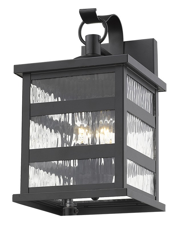 Morris Matte Black 3-Light Wall Lantern with Water Glass 5 Morris Matte Black 3-Light Wall Lantern with Water Glass - Image 5
