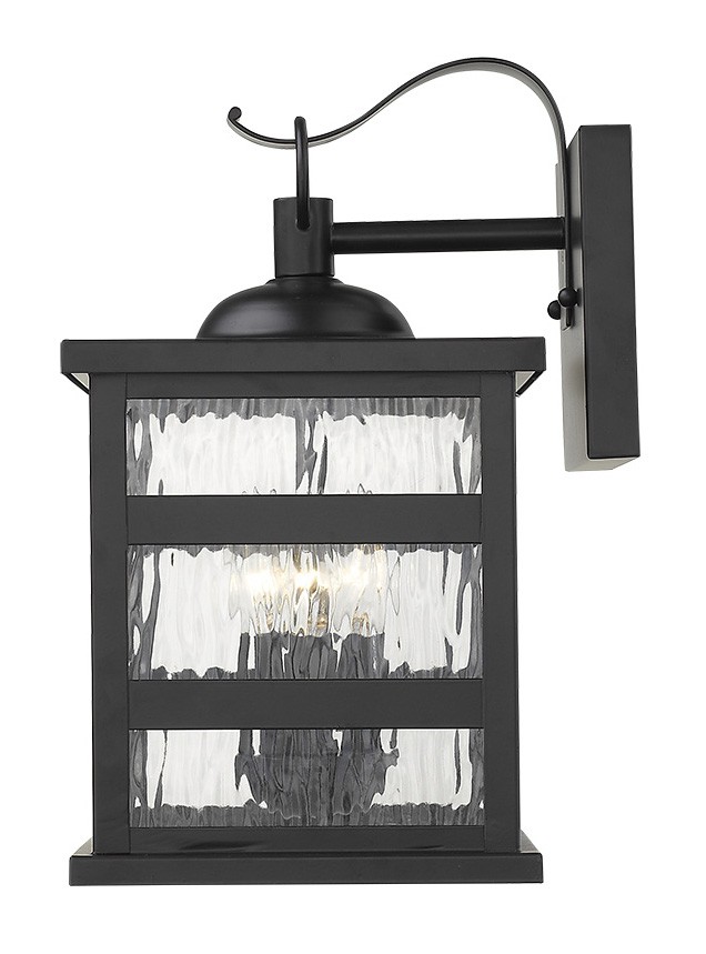 Morris Matte Black 3-Light Wall Lantern with Water Glass 2 Morris Matte Black 3-Light Wall Lantern with Water Glass - Image 2