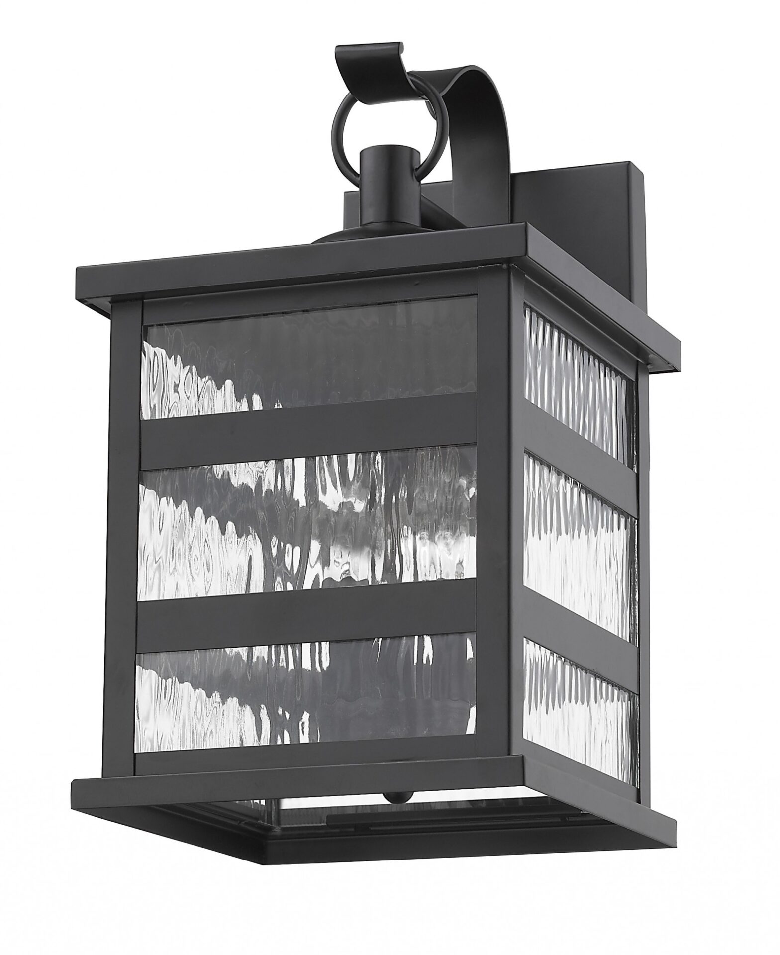 Morris Matte Black 3-Light Wall Lantern with Water Glass 7 Morris Matte Black 3-Light Wall Lantern with Water Glass - Image 7