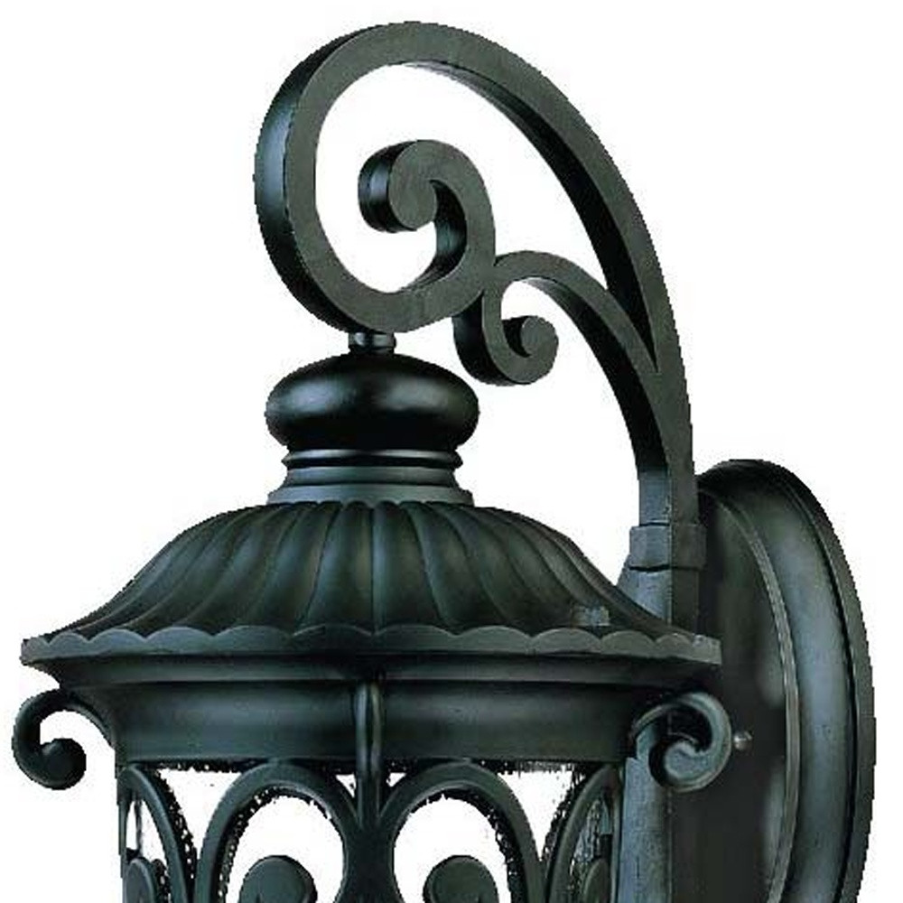 Italianate 3-Light Matte Black Wall Sconce with Seeded Glass 3 Italianate 3-Light Matte Black Wall Sconce with Seeded Glass - Image 3