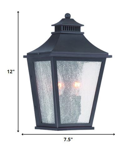 Matte Black Two Light Outdoor Pocket Lantern Wall Light 5 Matte Black Two Light Outdoor Pocket Lantern Wall Light - Image 5
