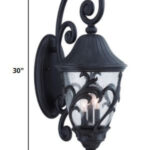 Three Light Matte Black Traditional Wall Light with Leaf Detail