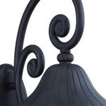 Three Light Matte Black Traditional Wall Light with Leaf Detail