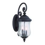 Three-Light Matte Black Urn-Shaped Outdoor Wall Fixture 6 Three-Light Matte Black Urn-Shaped Outdoor Wall Fixture