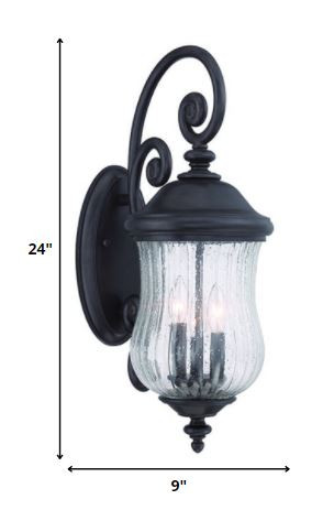 Three-Light Matte Black Urn-Shaped Outdoor Wall Fixture 5 Three-Light Matte Black Urn-Shaped Outdoor Wall Fixture - Image 5