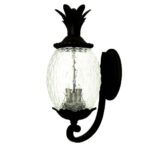 Lanai Matte Black Textured Glass Pineapple Wall Light with 3 Bulbs 6 Lanai Matte Black Textured Glass Pineapple Wall Light with 3 Bulbs