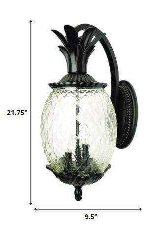 Lanai Matte Black Pineapple Wall Light with 3 Bulbs 5 Lanai Matte Black Pineapple Wall Light with 3 Bulbs - Image 5
