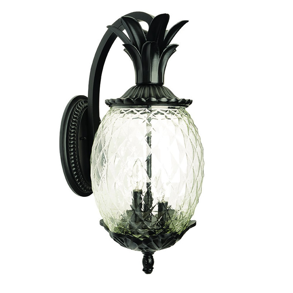 Lanai Matte Black Pineapple Wall Light with 3 Bulbs 2 Lanai Matte Black Pineapple Wall Light with 3 Bulbs - Image 2