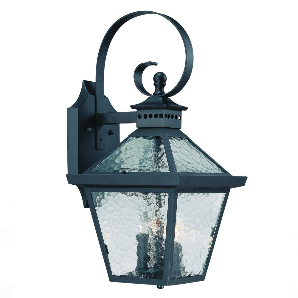 Bay Street Matte Black Wall Light with Hammered Glass Panels 2 Bay Street Matte Black Wall Light with Hammered Glass Panels - Image 2