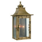 Colonial-Style Aged Brass Wall Light with Clear Glass Panes 7 Colonial-Style Aged Brass Wall Light with Clear Glass Panes