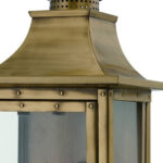 Colonial-Style Aged Brass Wall Light with Clear Glass Panes 8 Colonial-Style Aged Brass Wall Light with Clear Glass Panes