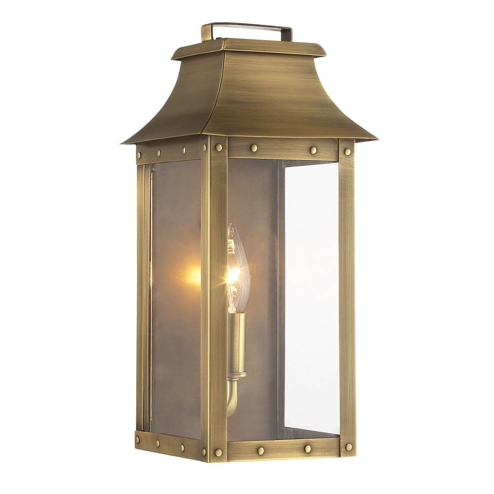Aged Brass Traditional Wall Lantern with Clear Glass Panes 2 Aged Brass Traditional Wall Lantern with Clear Glass Panes - Image 2