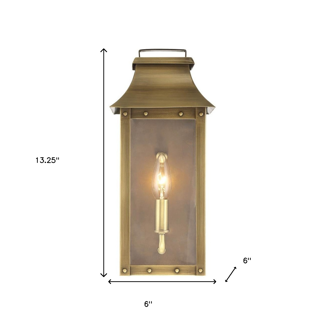 Aged Brass Traditional Wall Lantern with Clear Glass Panes 4 Aged Brass Traditional Wall Lantern with Clear Glass Panes - Image 4