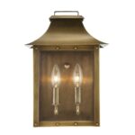 Aged Brass Traditional 2-Light Wall Lantern with Clear Glass