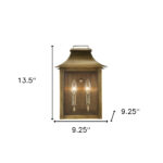 Aged Brass Traditional 2-Light Wall Lantern with Clear Glass