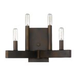 Four-Light Bronze Metal Industrial Vintage Wall Sconce 8 Four-Light Bronze Metal Industrial Vintage Wall Sconce