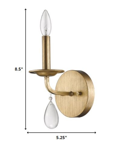 Light Gold Wall Sconce with Crystal Accent, Vintage Design 5 Light Gold Wall Sconce with Crystal Accent, Vintage Design - Image 5