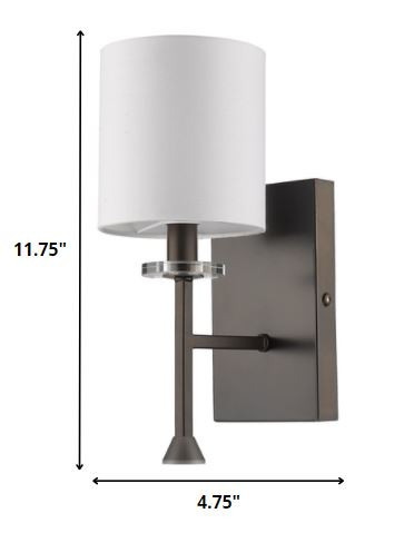 Minimalist Bronze Wall Sconce with Ivory Fabric Shade 5 Minimalist Bronze Wall Sconce with Ivory Fabric Shade - Image 5