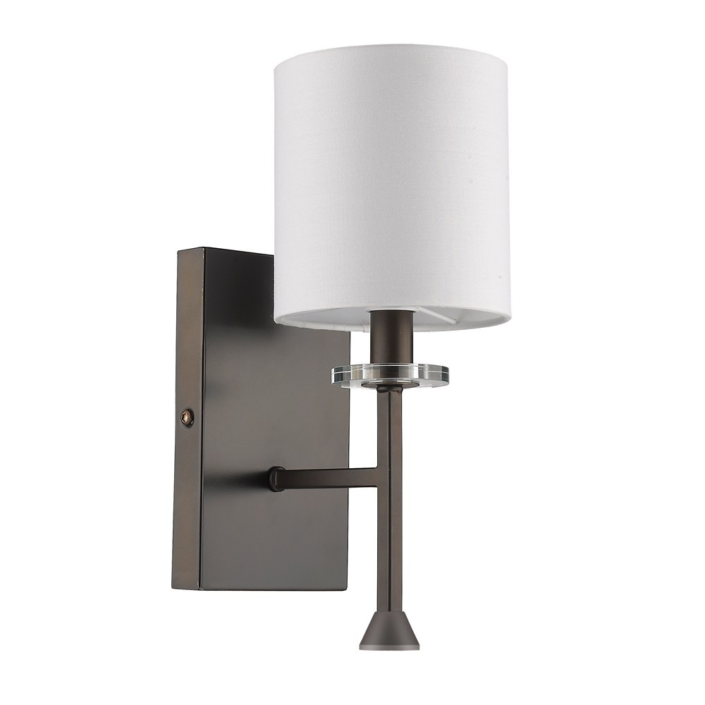 Minimalist Bronze Wall Sconce with Ivory Fabric Shade 2 Minimalist Bronze Wall Sconce with Ivory Fabric Shade - Image 2