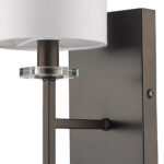 Minimalist Bronze Wall Sconce with Ivory Fabric Shade 8 Minimalist Bronze Wall Sconce with Ivory Fabric Shade
