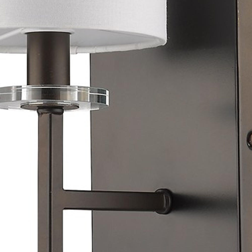 Minimalist Bronze Wall Sconce with Ivory Fabric Shade 4 Minimalist Bronze Wall Sconce with Ivory Fabric Shade - Image 4