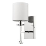 Minimalist Silver Wall Sconce with Ivory Fabric Shade 6 Minimalist Silver Wall Sconce with Ivory Fabric Shade