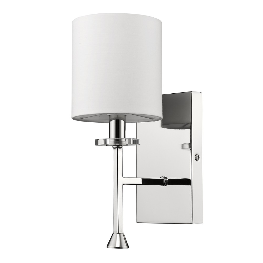 Minimalist Silver Wall Sconce with Ivory Fabric Shade 1 Minimalist Silver Wall Sconce with Ivory Fabric Shade