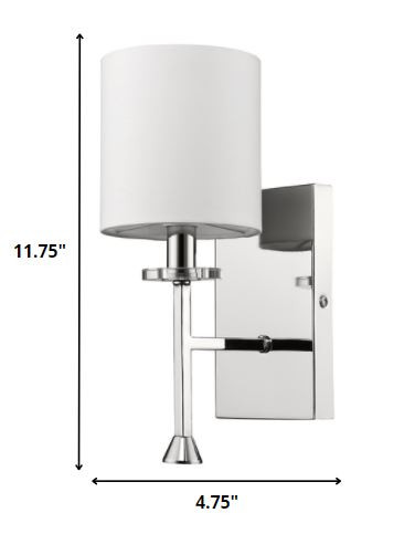 Minimalist Silver Wall Sconce with Ivory Fabric Shade 5 Minimalist Silver Wall Sconce with Ivory Fabric Shade - Image 5