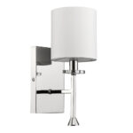 Minimalist Silver Wall Sconce with Ivory Fabric Shade 7 Minimalist Silver Wall Sconce with Ivory Fabric Shade